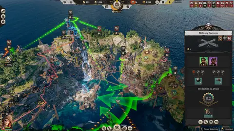 Corsair Cove production chains and camp logistics